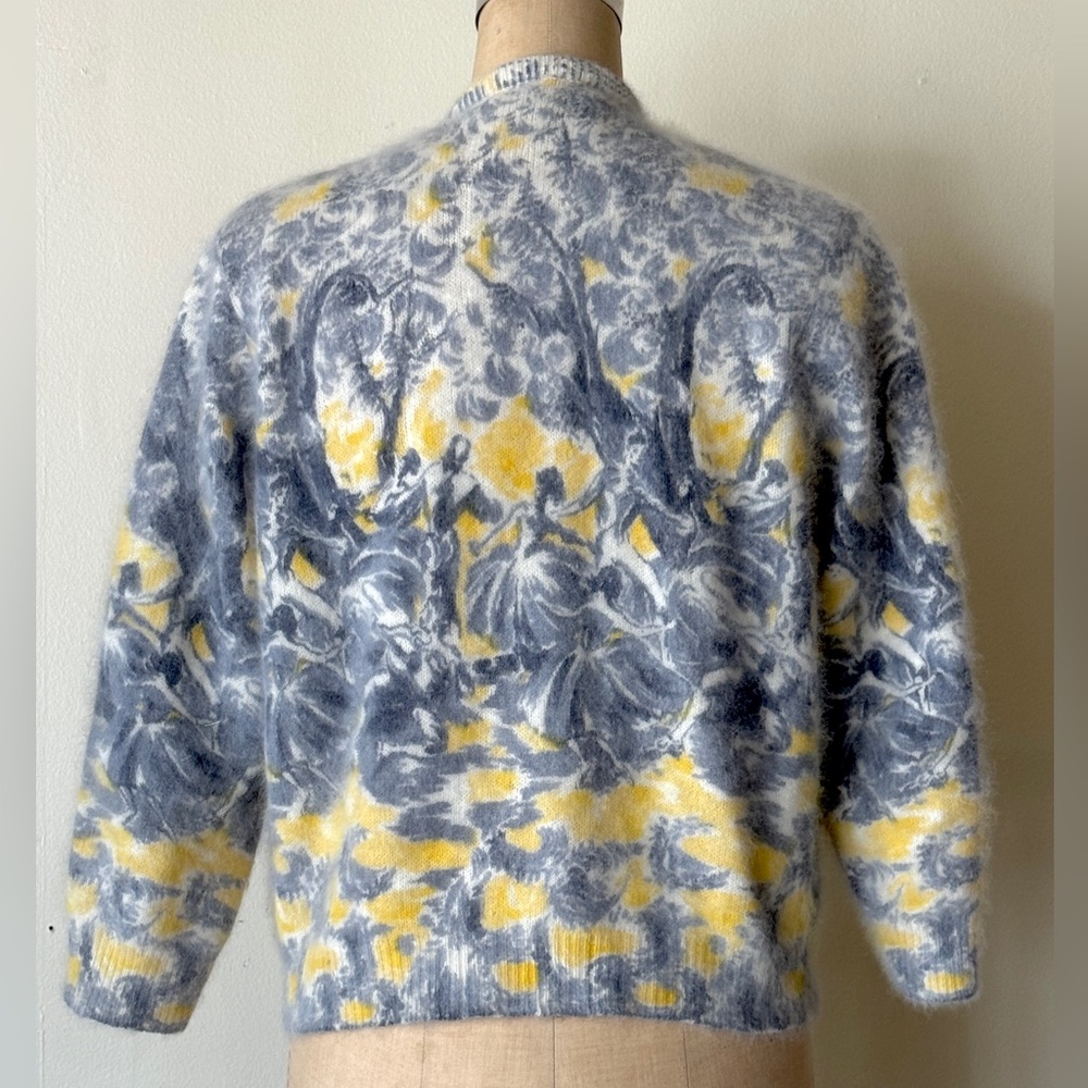 1960s Toile de Jouy Dancer Angora Cardigan Union Label